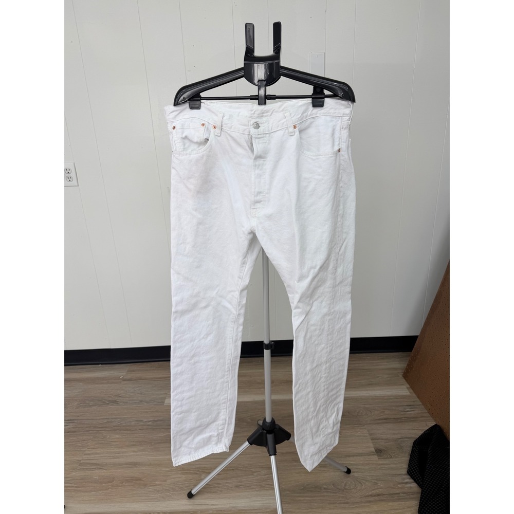 Levi's 501 Jeans Mens 38x34 White Good Original Fit Button Fly Denim